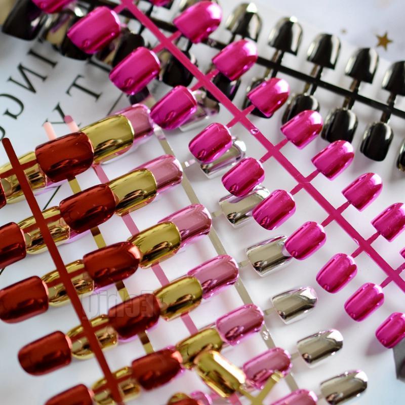 Short Size Flat False Nails Metal Mirror Acrylic Nail Tips Full Cover Nail Art Manicure Tools Salon Product 240Pcs-image-691793259