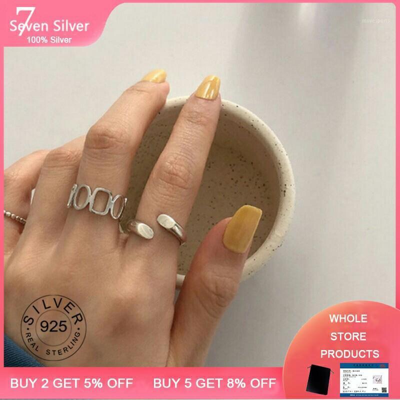

Cluster Rings 925 Sterling Silver Rectangular Oval Hollow Stitching Geometric Index Finger Ring Female Fashion Unique Design1