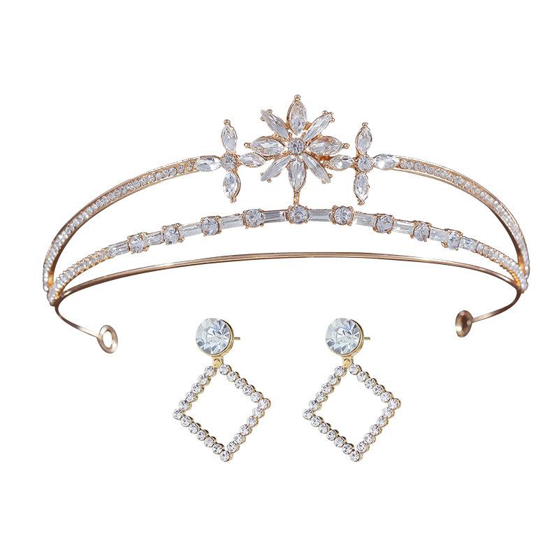 

Hair Clips & Barrettes Rhinestone Crystal Tiara Crown Princess Elegant Earrings Jewelry Sets For Women Girls Party Valentines Wedding, Golden;silver