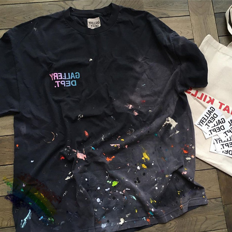 

2020ss Manual Splash ink Women shirts 1:1 Best Quality tees Hiphop Streetwear Men Gallery Dept shirt T200708