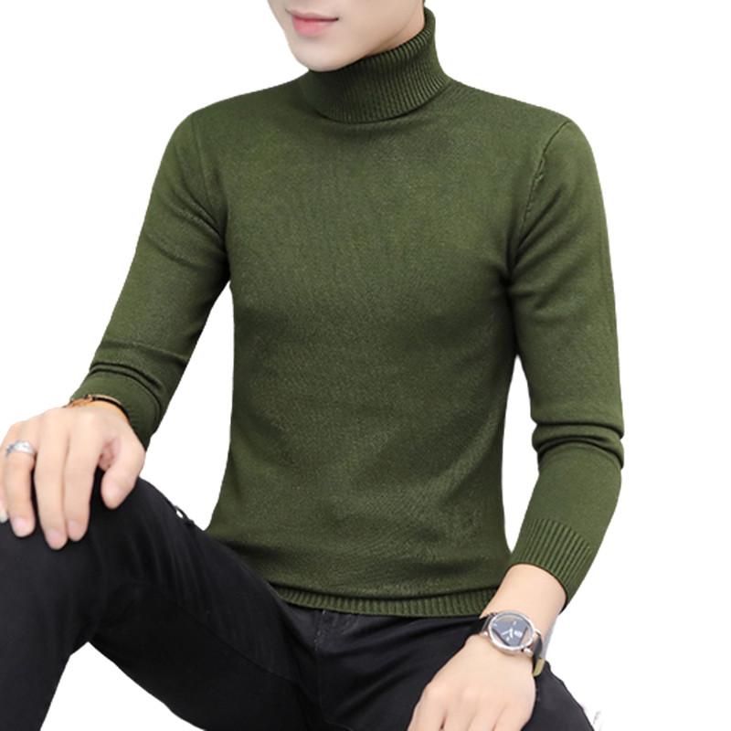 

Men's Sweaters Men Turtleneck Fashion Slim Fit Pullovers Mens Solid Knitted Casual Warm Pullover Sweater, White;black