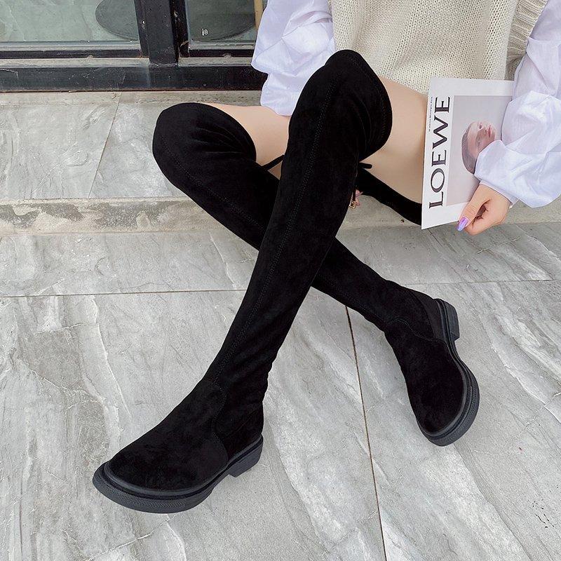 

Boots Flat Over The Knee Women Shoes Suede Thigh High Winter Platform Long Botas Mujer 2021, Black