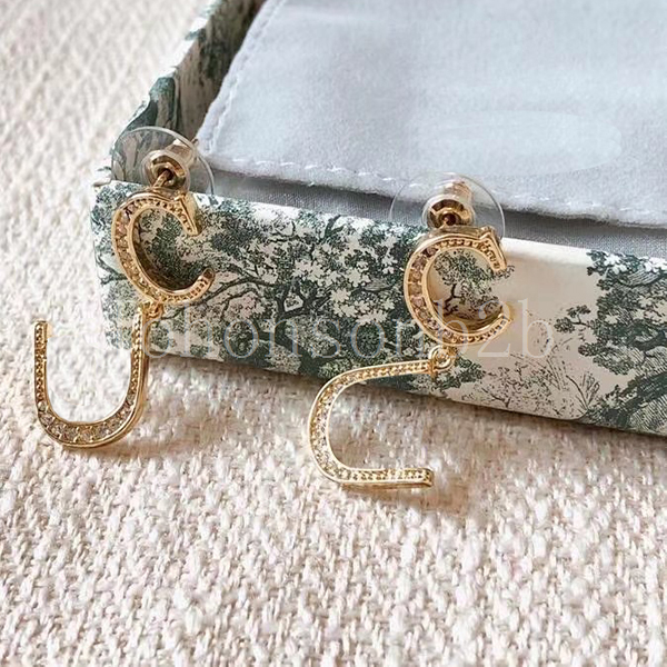 

CD Earrings Fashion bling earring stone diament charms gold plated Anti allergic effect of copper silver needle for Women girls and Lovers DD018, Golden