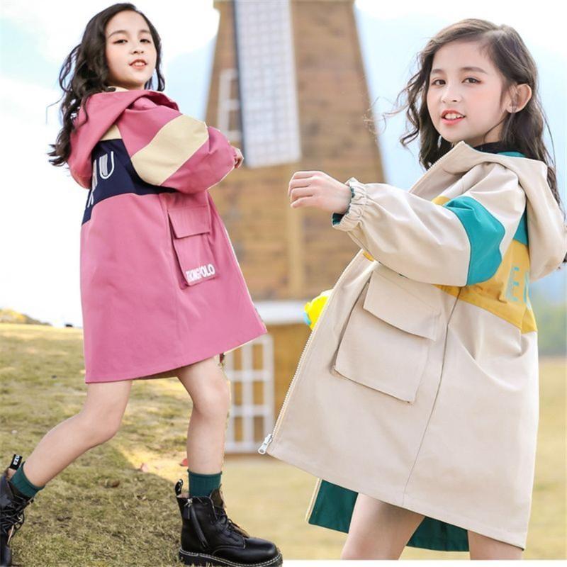 

Coat Girls Jacket Children Spring Autumn Outwear Teenage 4-13t Windbreaker Clothes, Blue;gray
