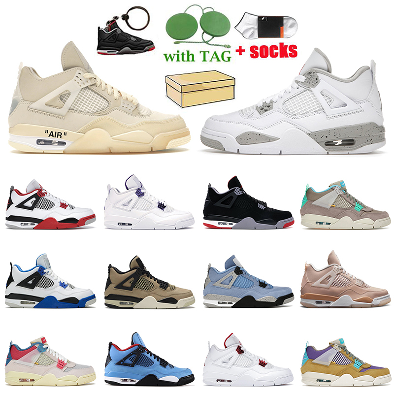 

Top Quality Air Jordan 4 Retro 4s Mens Basketball Shoes Sail White Off Oreo Shimmer University Blue Cactus Jack Bred Fire Red Metallic Purple Trainers Women Sneakers, A10 university blue 36-47