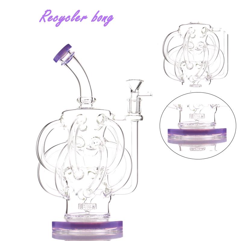 

Hookah 12 Recycler Tube Dab Rig Cyclone oil rigs Glass Bong Water Pipes 14mm Female joint