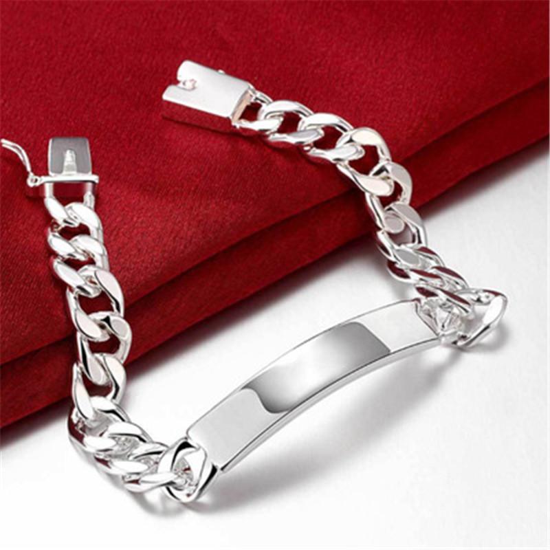 

Link, Chain Mens Bracelets Silver Color Design Noble Pretty Charm Jewelry Fashion Geometric Simple Bracelet For Men Wholesale
