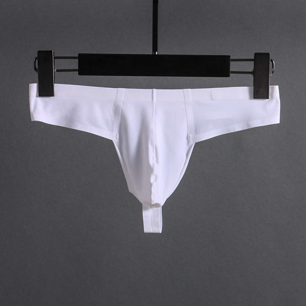 

New men's thong ice sexy low waist solid color traceless underwear, Black;white