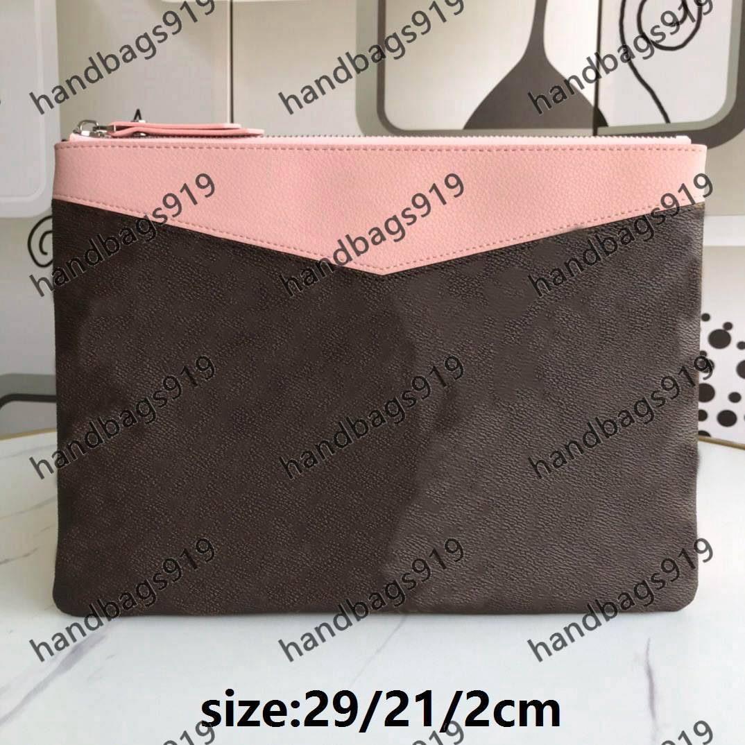 

clutch pochette ladies clutchs bags lady 2021 whosale corlorful Fashion Men Women Classic pochettes Document pattern solid color plaid leather PU pink black, Lc01 29/21/2cm