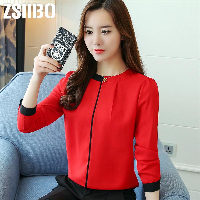 

Women's Blouses & Shirts White Chiffon Shirt 2022 Office Ladies Blouse Patchwork Stand Neck Overalls Work Top Clothing Plus Size Korean Styl