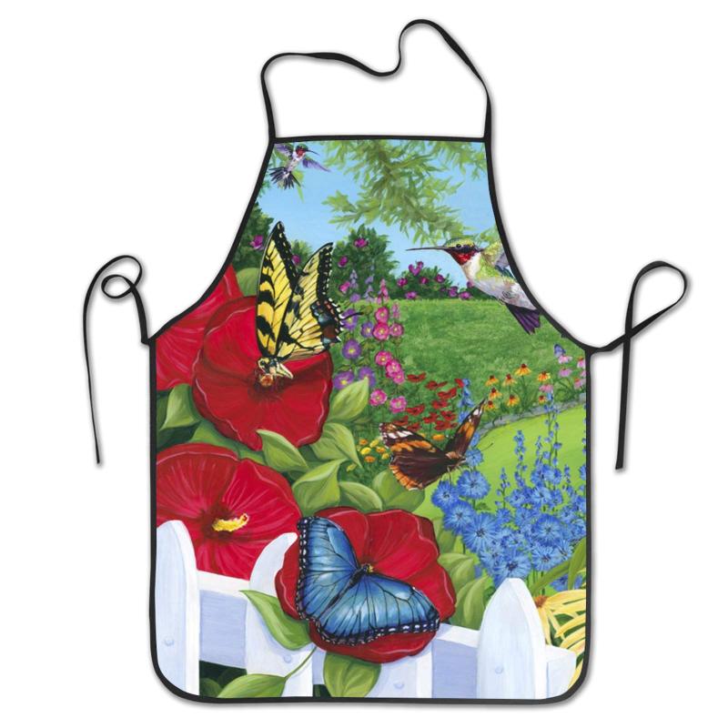 

Bird Butterfly Flower Apron Funny Bib Aprons For Men Women Kitchen Baking Cooking