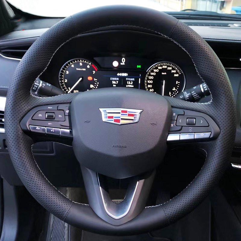 

Steering Wheel Covers DIY Hand-Stitched Suede Leather Carbon Fiber Car Cover For XT4 XT5 CT6 XT6 XTS Interior Auto Accessories