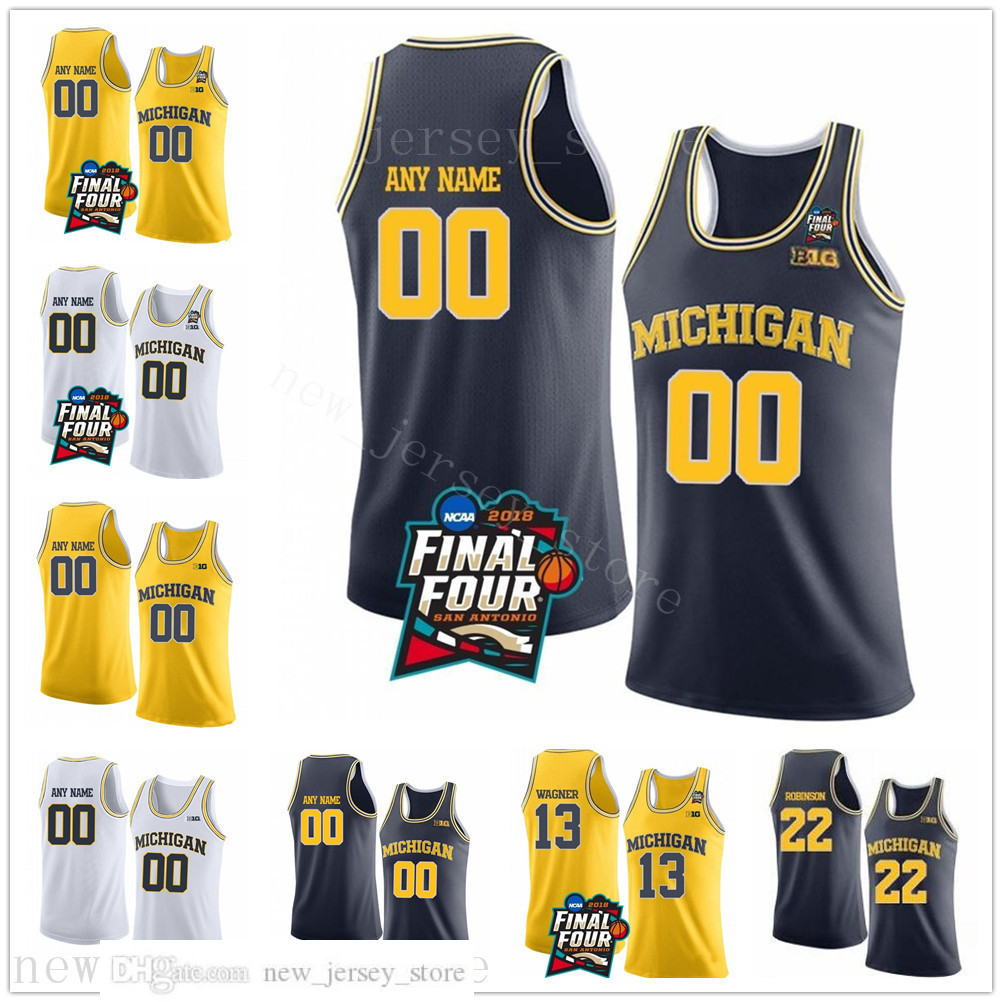 

Custom NCAA College Basketball Jerseys Michigan Wolverines 12 Muhammad-Ali Abdur-Rahkman 55 Eli Brooks 2 Poole Stitched Final Four Jersey, As the picture