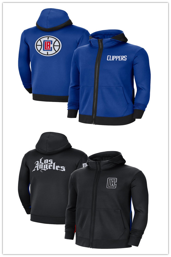 

LAClippersMEN Authentic Showtime Performance Full-Zip Hoodie Jacket Royal