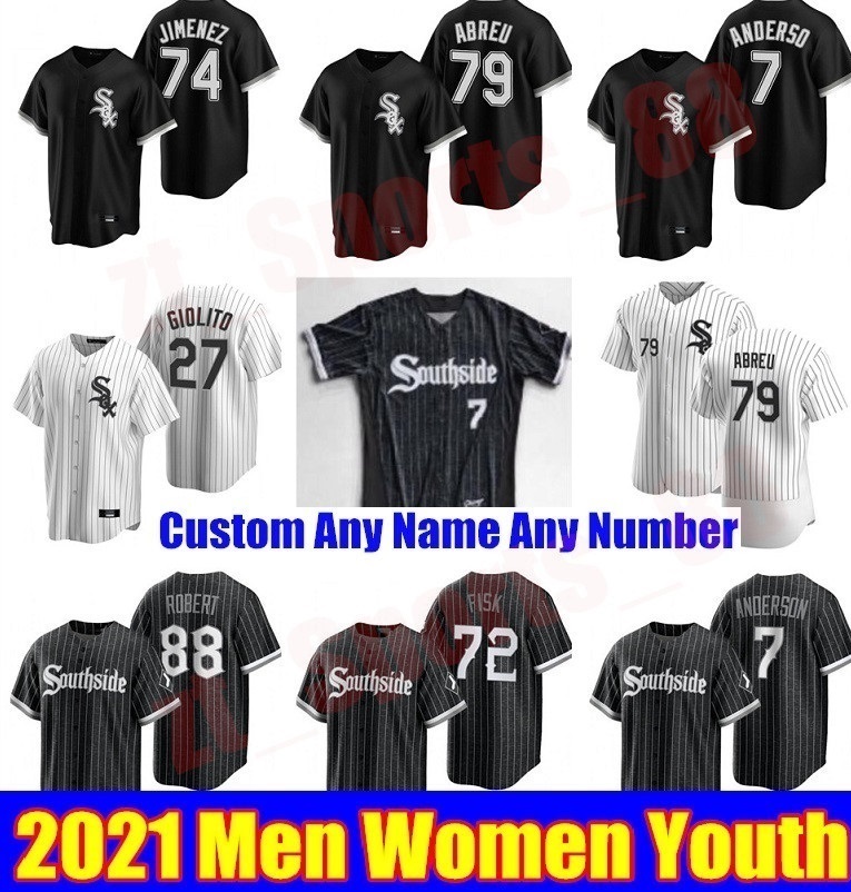 

Chicago Tim Anderson White Sox 2021 City Connect Baseball Jerseys Yoan Moncada Jose Abreu Yermin Mercedes Nick Madrigal Eloy Jimenez Men Wom, Blue;black