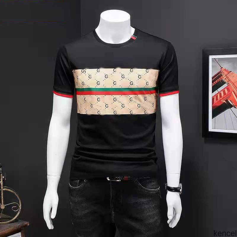 2021 summer European Polos Station cotton short sleeve t-shirt men's fashion brand personalized printing round neck net red trend half sleeve1947
