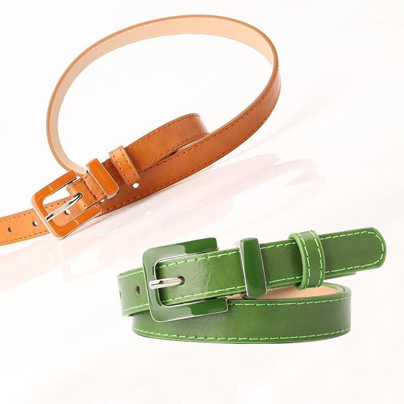 

Belts 2022 Women Belt Classic Retro Fashion All-match Light Body Paint Round Buckle Female Simple Square Pin, Black;brown