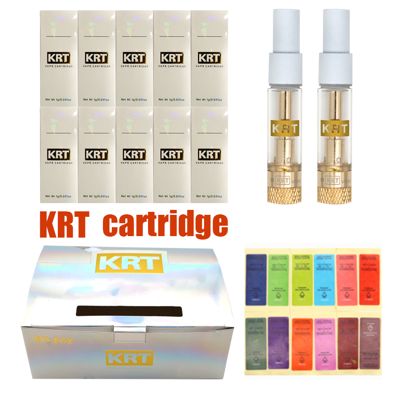 

KRT Carts Vape Cartridges Atomizers Newest Packaging 0.8ml 1.0ml White Glass Tank Ceramic Coil Empty Pen