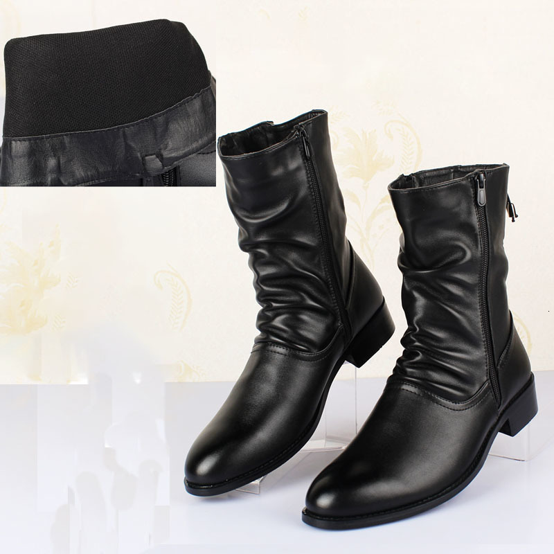 

Boots Leather Spring Men Fall British Style Shoes Square Heel Casual MFTN, 1# packing bag