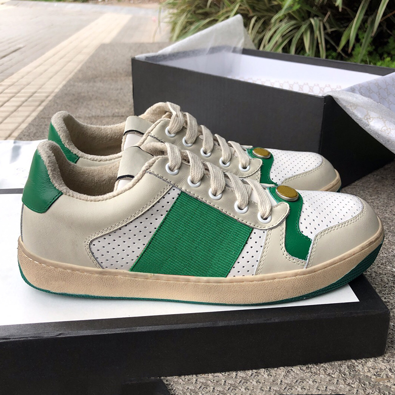

2021 Designer Brand Mens Women Screener leather sneaker Fashion Casual Mens Dress shoes size Free DHL shipping, Black