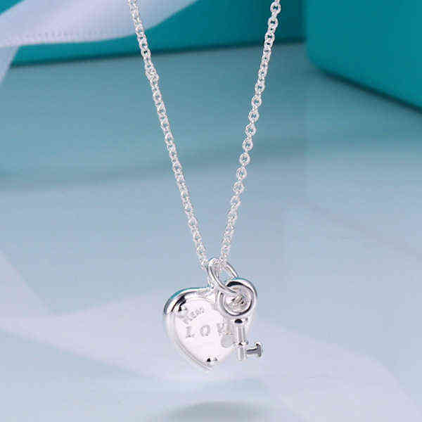 

LoLove key heart bow silver chain pearl pendant jewelry blue necklace G1108