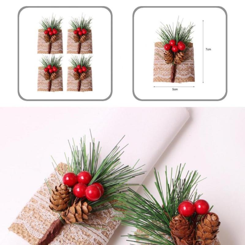 

Napkin Rings Fabric 4Pcs Useful Dry Flower Elegant Table Decor Towel Buckle Durable Serviette Vintage For Party