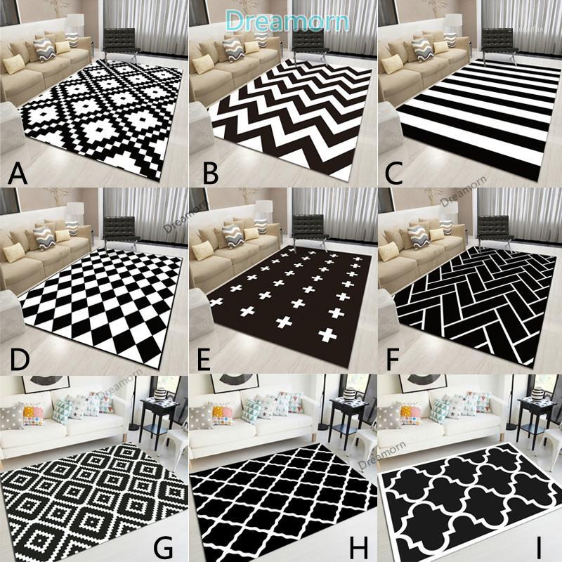 

Carpets Nordic Geometric Black And White Area Rugs Living Room Bedroom Carpet Minimalist Modern Floor Rug Bedside Balcony Hallway Mats