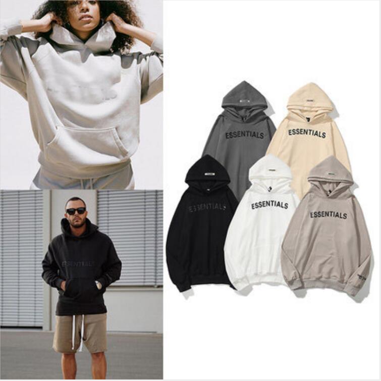 

2021 Mens Autumn Winter Fear Of God Essentials Hooded Sweatshirt Reflective Skateboard Loose Hoodie Fog Hoody Unisex S-XL, Black