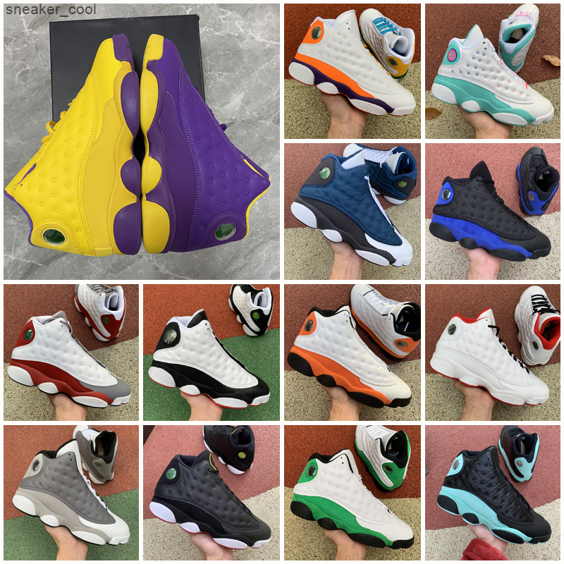 

2021 New Lakers Jumpman 11 13 Playground Basketball Shoes 11s 13s Purple Yellow Womens Mens Trainer Sport Sneakers Shoes Size 36-47, As photo 1