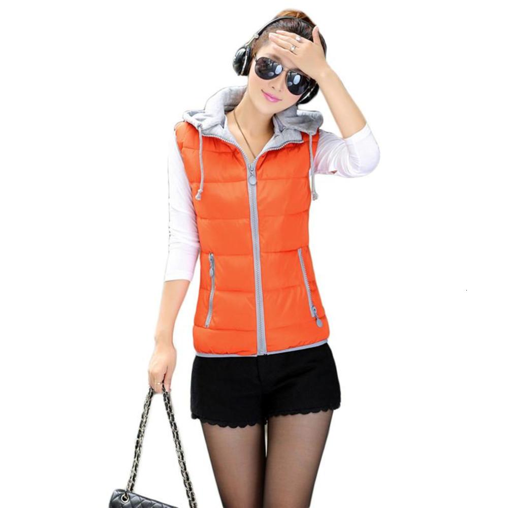 

Winter Down Cotton Vest Women Short Slim Orange 9 Colors M-3XL Plus Size 2021 Autumn New Korean Fashion Sleeveless Outwear, Milk white