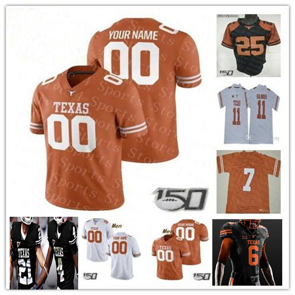 

Custom 2021 Texas Longhorns Jersey Football Casey Thompson Hudson Card Bijan Robinson Whittington DeMarvion Overshown Roschon Johnson Vince Young Ehlinger 4XL, Man black-150th