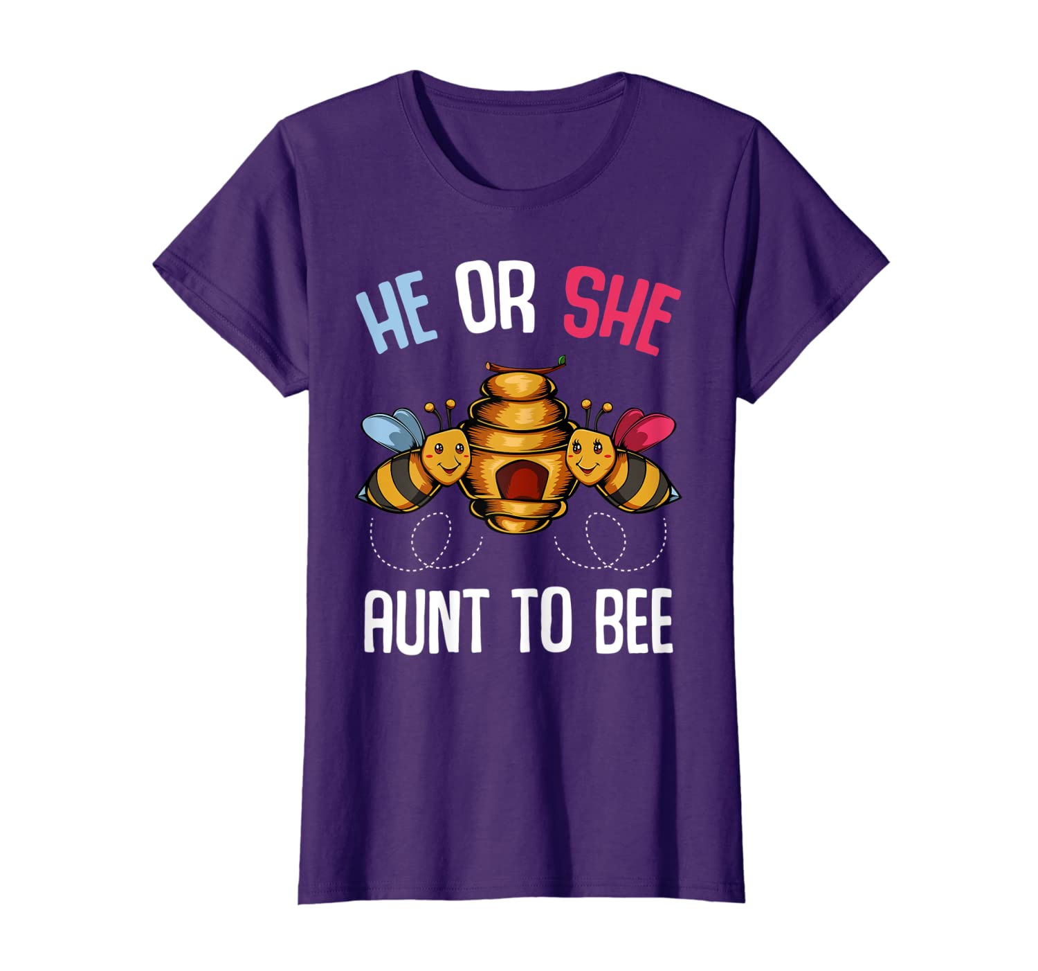 

He or She Aunt to Bee Baby Party Gender Reveal Funny Quotes T-Shirt, White;black