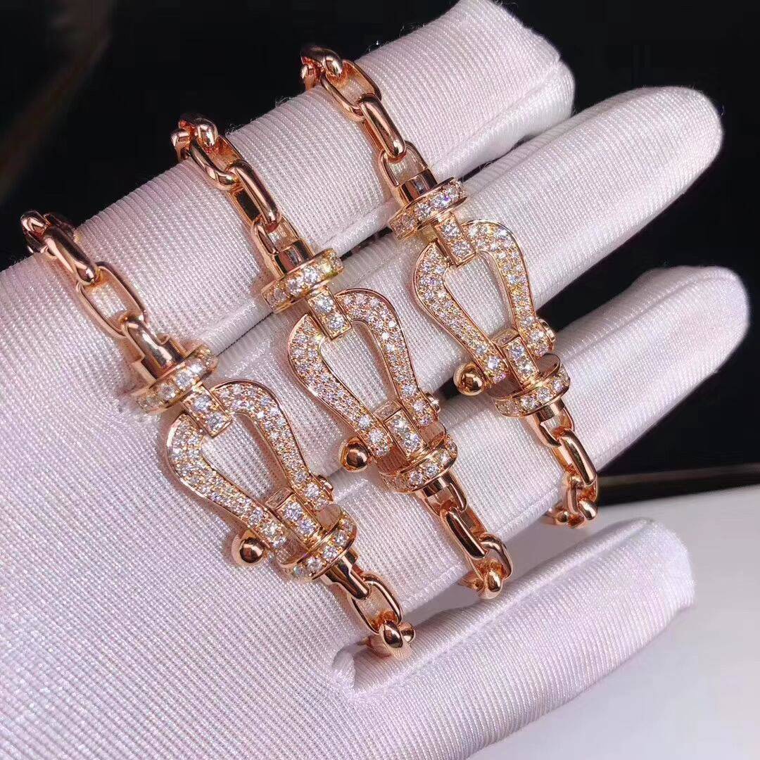 925 Sterling Silver Horseshoe Clasp Jewelry Plated 18k Rose Gold Platinum Bracelet