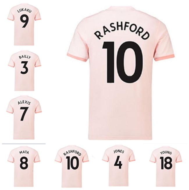 

20-18 Away pink Retro Manchester Soccer Jersey ALEXIS POGBA RASHFORD 18 19 UNITED adult man Vintage football shirt Classic uniform utd, Colour