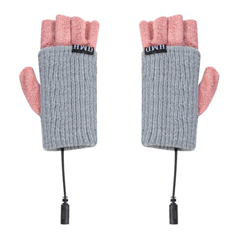 

Sports Gloves USB Heated Fingerless Winter Laptop Half-finger Double-sided Heating For Men And Women, Black
