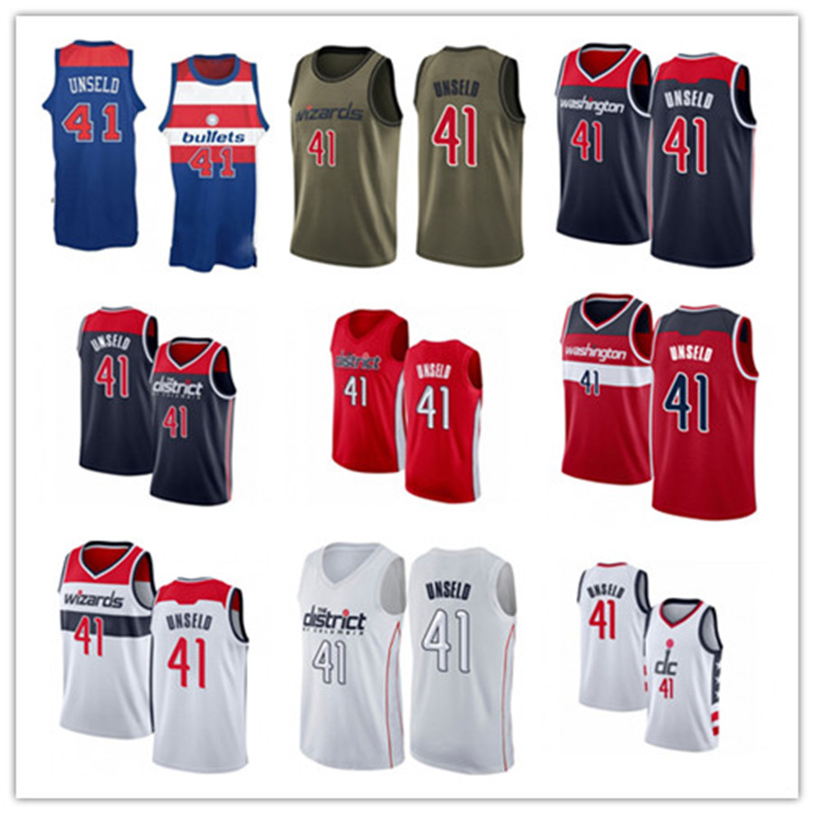 

basketball Wes custom men women youth #41 Unseld Washington Wizard basketball jerseys 2021 red Blue jersey leave number name, Black;red