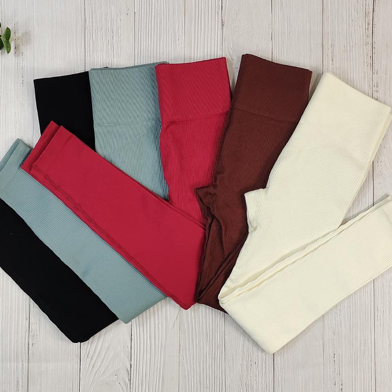 

Yoga Outfit Ribbed Leggings Sports Tights Woman Seamless Pants Tummy Control Gym Fitness Legging Push Up Workout Athletics Leggins