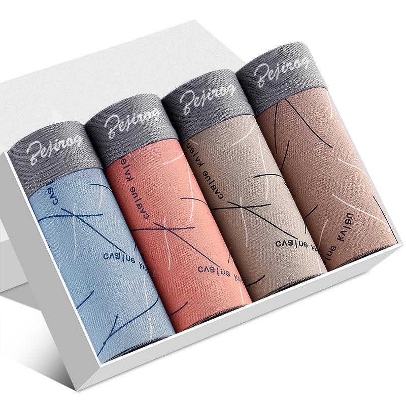 

Underpants 4Pcs Boxer Underwear Modal Mens Cotton Boxers Breathable Shorts Men Cueca Male Panties Boxershorts, 1403