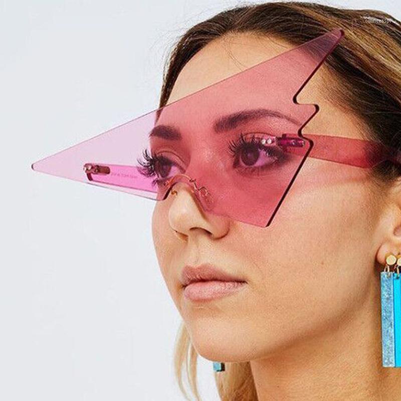 

Sunglasses 2021 Rimless Large Women Pink Fashion Triangle Glasses Festival Funny Vintage Retro Plastic Oversized Sunglasses1