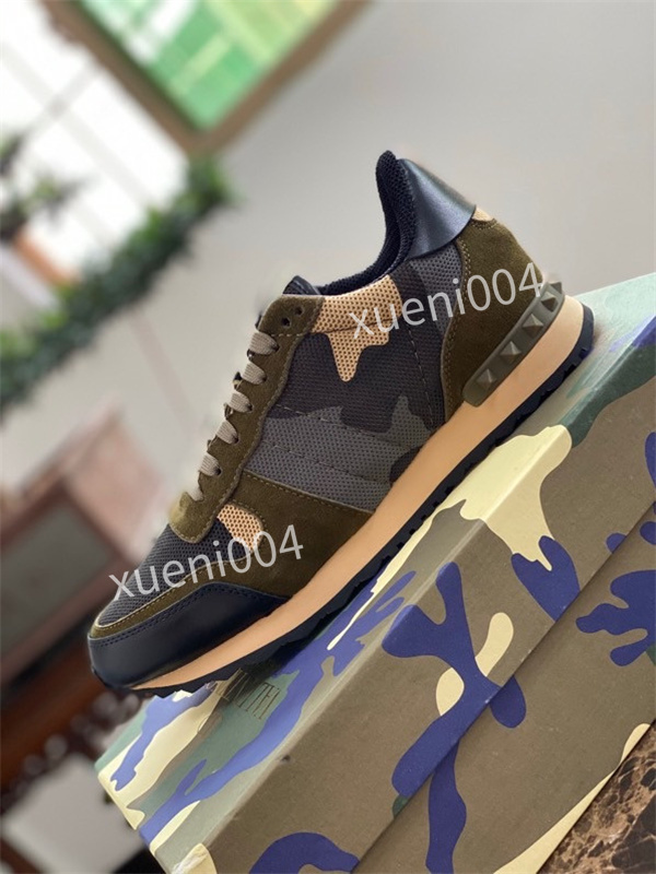 

New Color Camo Suede Studded Camouflage Rock Runner Sneaker Shoes Valentinoes For Women Men Stud Casual Shoes Sneakers chaussures 39-46, 01