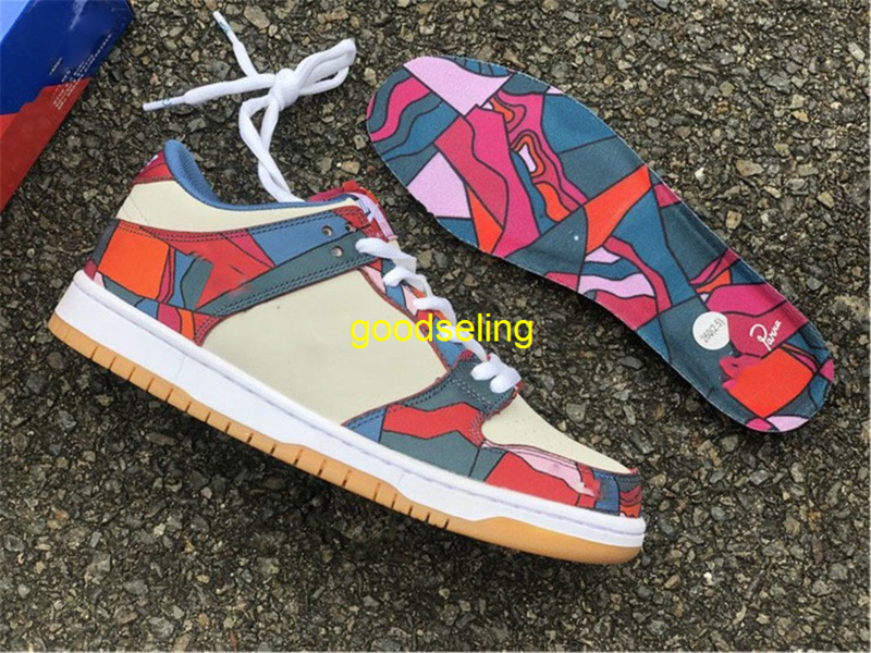 

Shoes Release Authentic Parra Dunk SB Low Women Man Fire Pink Gym Red Mocha White Royal Blue Black Skate Sports Sneakers, Bubble wrap packaging