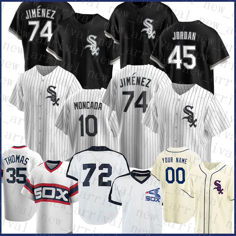 

Chicago Baseball Jersey White Sox Custom 74 Eloy Jimenez 45 Michael 7 Tim Anderson 8 Bo Jackson 10 Yoan Moncada Frank Thomas 72 Carlton Fisk, Blue;black