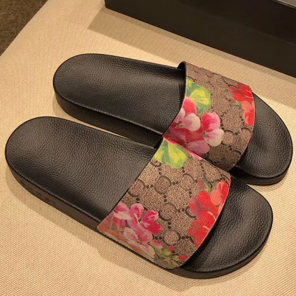 

Men Women Sandals Shoes Slippers Pearl Snake Print Slide Summer Wide Flat Lady Slipper With Box Dust Bag 35-46, Black