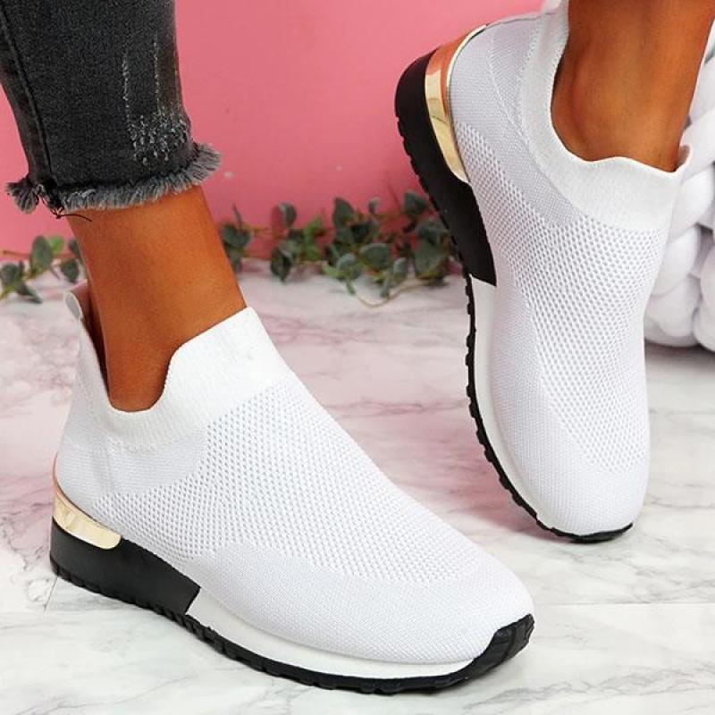 

new senakers women shoes summer casual shoes mesh breathable female shoes solid color slip-on ladies sports for women 2021, Black;white