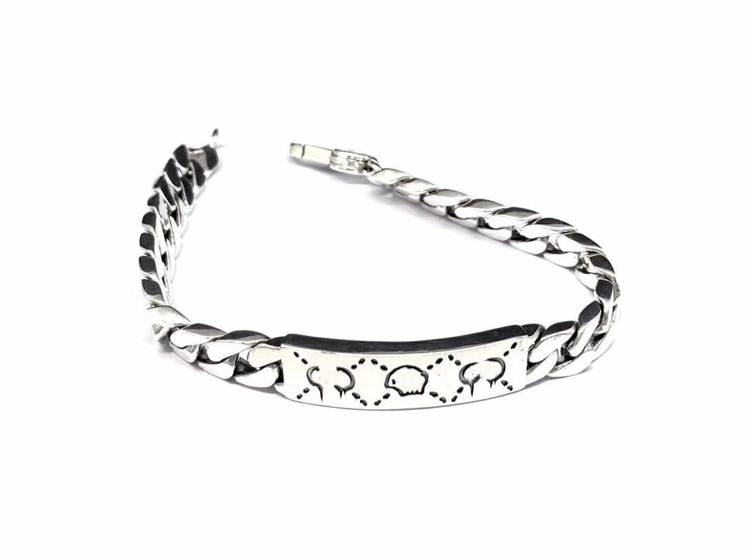 

High Quality Sterling Silver 925 Chain Bracelet Elf Skull Top Bracelet for Unisex Bracelets silver Fashion Accessories Supply