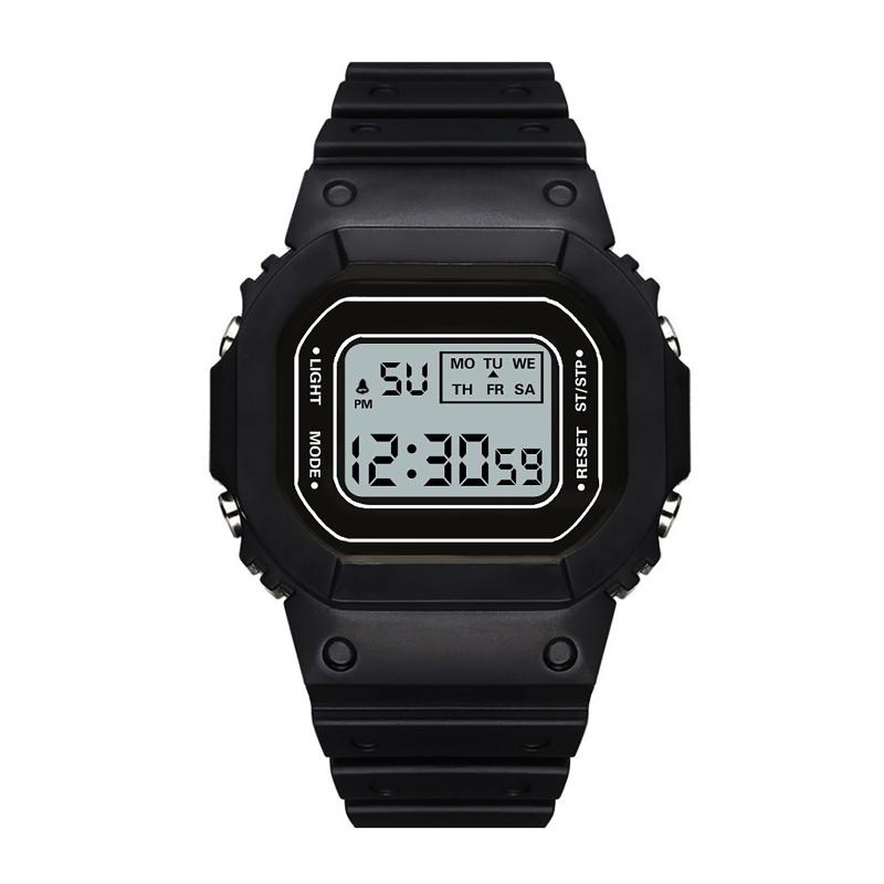 

Wristwatches Simple And Stylish Fashion Waterproof Women Lcd Digital Stopwatch Date Rubber Sport Wrist Watch Creative Gift, White