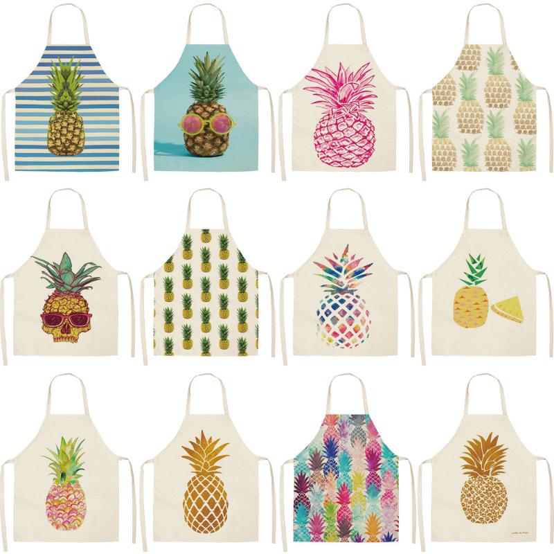 

Creative Fruit Pineapple Apron Printed Kitchen Aprons For Women Linen Home Cooking Coffee Baking Waist Pinafore Cleaning Tools