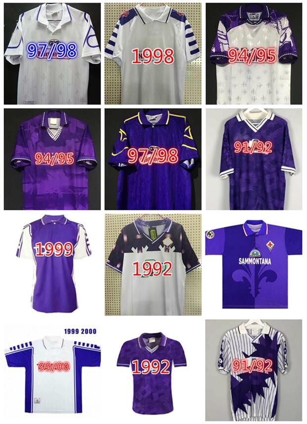 

1992 1993 Fiorentina Retro Soccer Jerseys 95 96 away white home purple Gabriel Football Shirts Batistuta Uniforms Vintage Maglia da calcio, Black;yellow