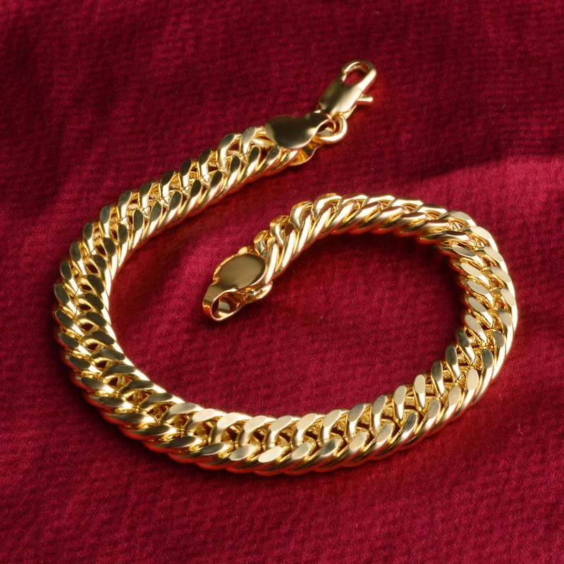 Stunning 18K Gold Plated 10MM Curb Chain Solid Link Bracelet Mens & Womens Gift-image-746388884