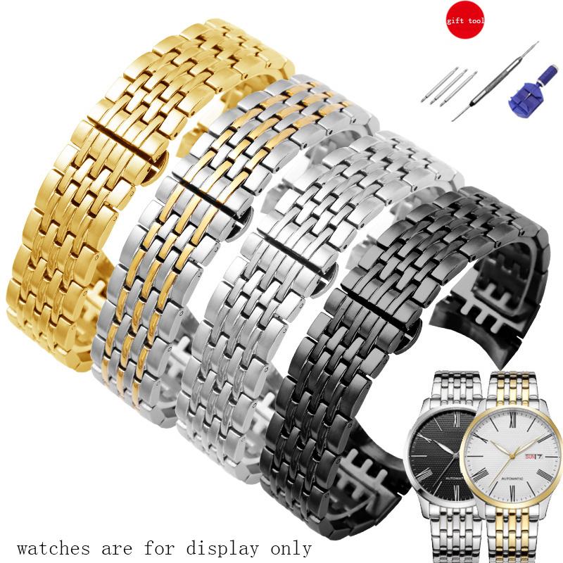

Watch Bands Stainless Steel Strap 22mm Silver Black Arc Interface Bracelet Replacement Belt For NH8330/8350 Series Men's Chain, Black;brown